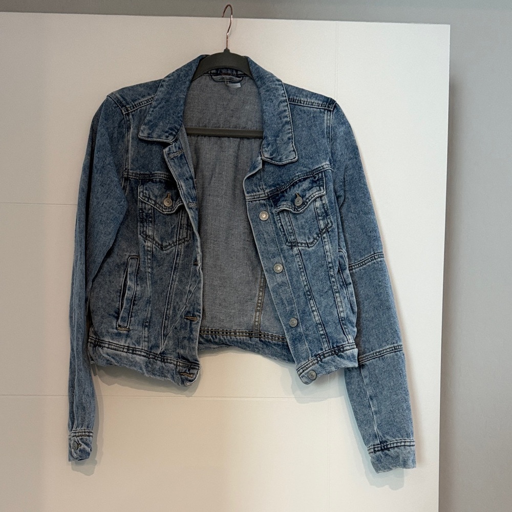 Free People Light Blue Cropped Denim Jacket